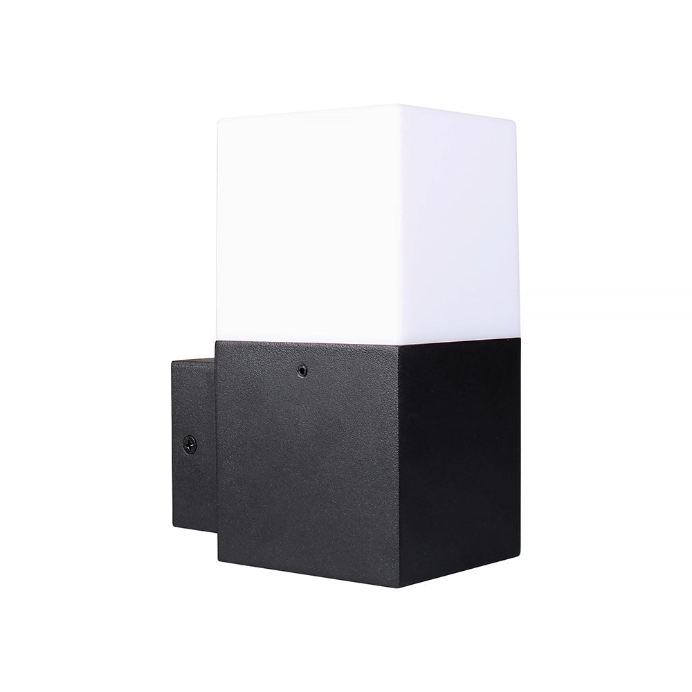APPLIQUE DA PARETE PER ESTERNO IN ALLUMINIO NERO E ACRILICO ATTACCO E27 - COMPATIBILITA' CON LAMPADINE FINO A 12W