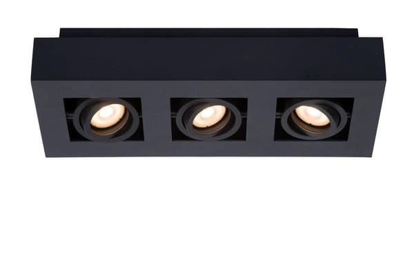 Plafoniera spot Lucide Xirax 3 luci nera dimmer GU10 2200-3000K