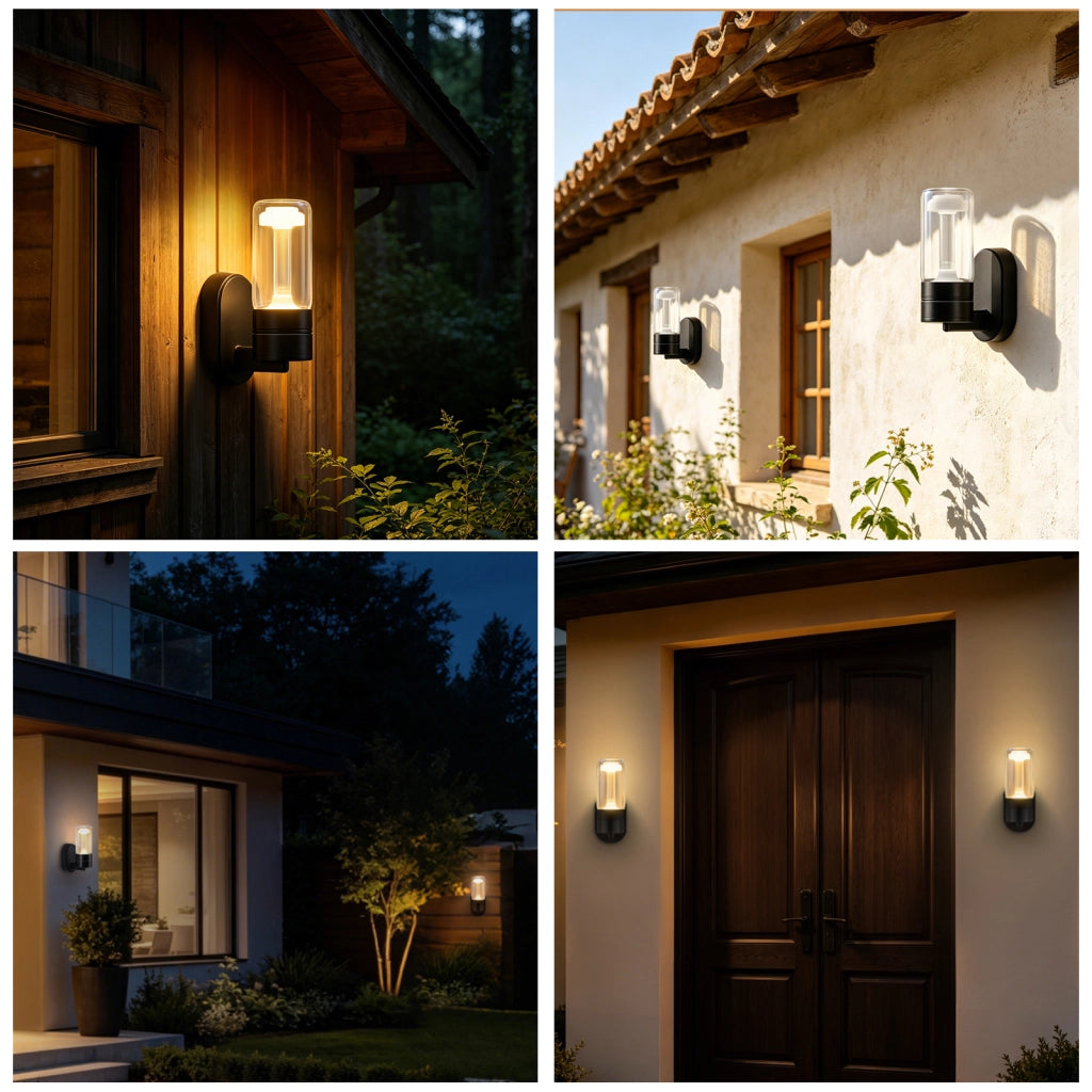 ZMH Lampada da Parete Esterno LED 10W Nero 3000K Impermeabile  IP65 per Terrazza Ingresso Corridoio