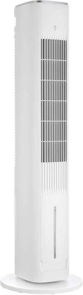 Ventilatore a torre, telecomando, climatizzatore a 3 livelli con raffreddamento ad acqua, oscillazione a 46°, timer 12 ore e modalità sleep, per ufficio/casa, silenzioso, 4 modalità di
