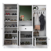 Manzano, Mobile da Ingresso Specchio Incluso, 179x37x183h cm Bianco