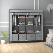 Armadio portatile 166x42.5x169.5 cm con 2 aste appendiabiti; 10 scomparti e 4 cassetti in acciaio grigio scuro