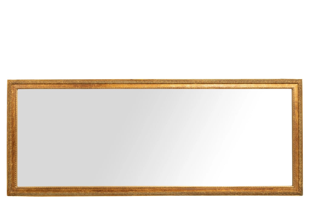 Biscottini Specchio Specchiera da parete e appendere verticale/orizzontale L72xPR4xH180 cm finitura foglia oro anticata.