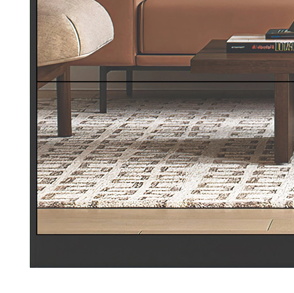 Scarpiera slim con specchio 5 ante a ribalta doppio ripiano in MDF nera 63×23;6×185 cm