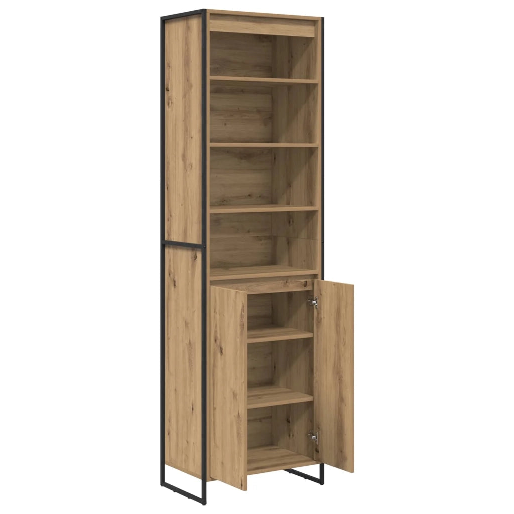 Set di 2 moderni mobili alti rettangolari per riporre gli oggetti in soggiorno 60 x 36 x 200 cm finitura rovere ingegnerizzato stile artigianale 02_0056102
