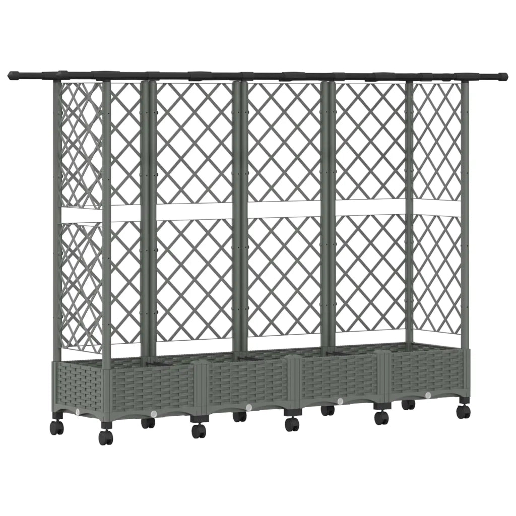 Letto Rialzato con Griglia e Tetto Grigio Chiaro PP 3423163
