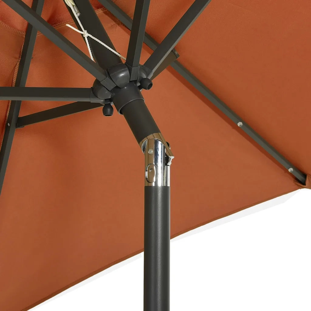 Ombrellone con Luci LED-Ombrello da giardino Terracotta 200x211 cm in Alluminio