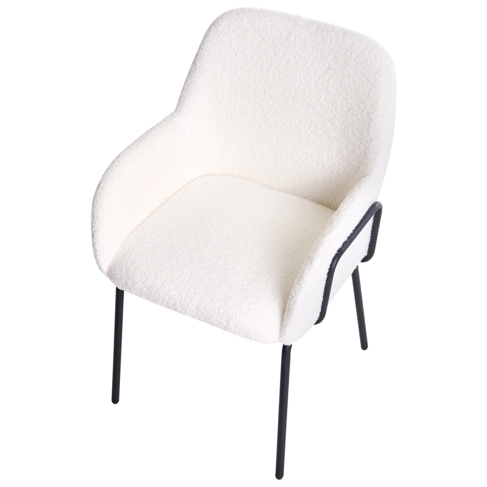 Poltrona tessuto bouclè bianco sporco imbottita Design stile retrò