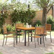 Set da Pranzo per Giardino 5 pcs Grigio e Marrone polyrattan