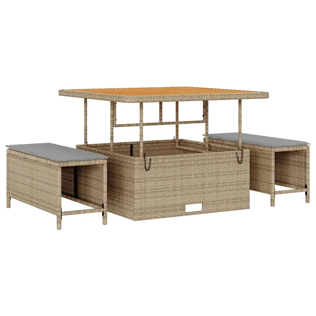 Set Divano da Giardino con cuscino 8 pcs Beige polyrattan