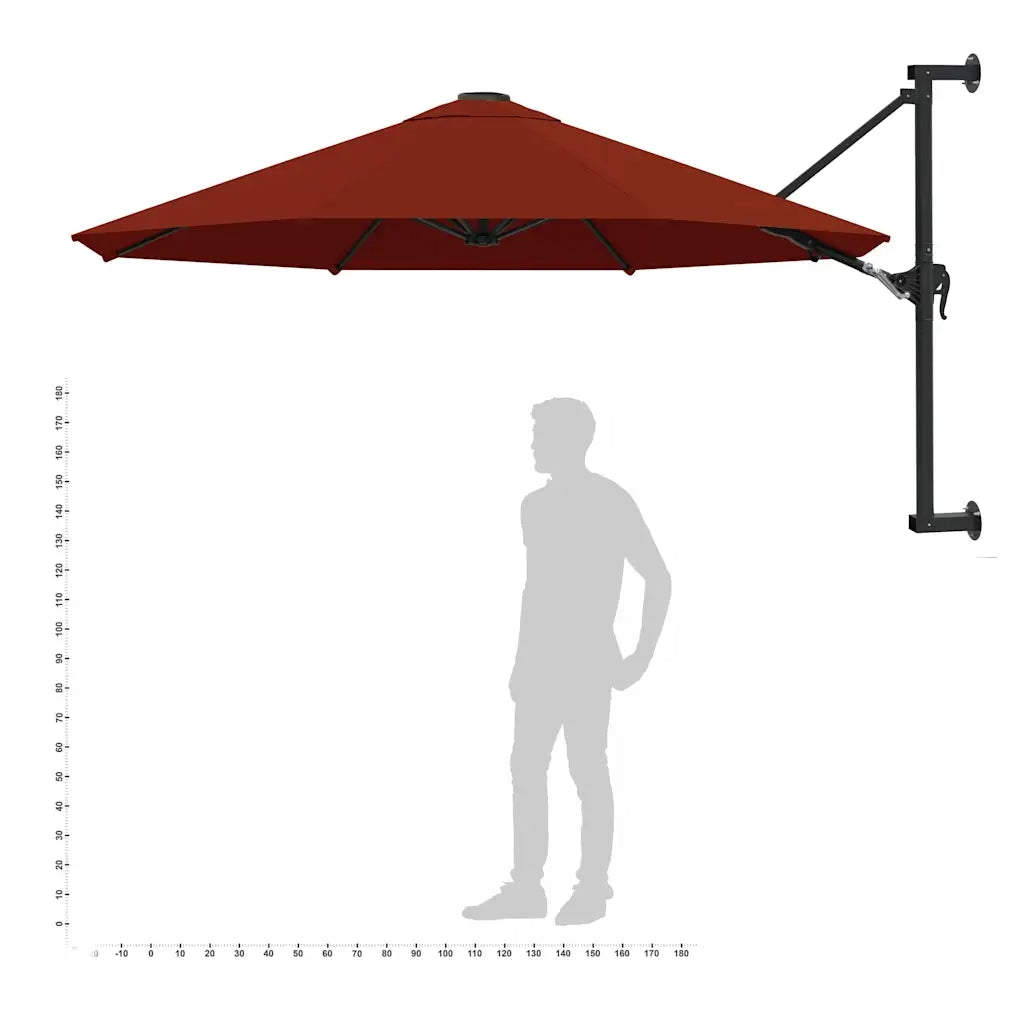 Ombrellone a Muro con Palo in Metallo 300 cm Terracotta 47299