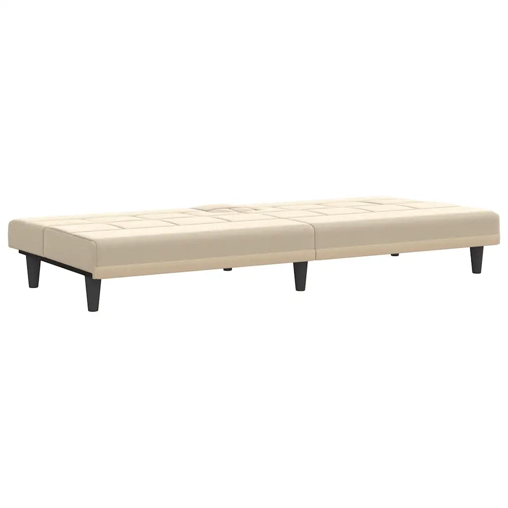 Divano Letto con Portabicchieri in Tessuto Crema 351866