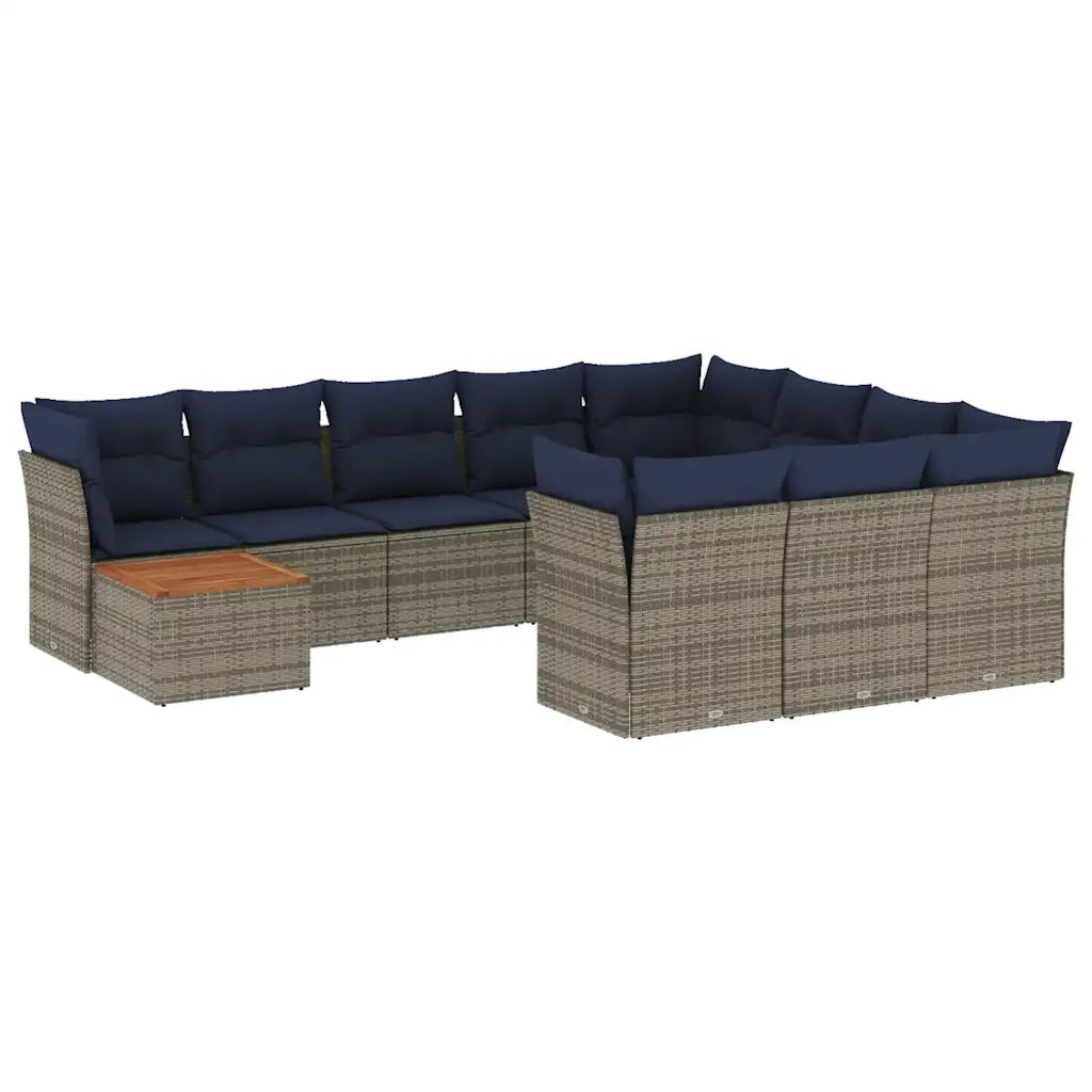 Set Divani da Giardino 11 pz con Cuscini in Polyrattan Grigio 3256180