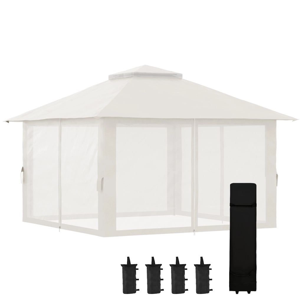 Gazebo Pieghevole 4x4 m ¨C zephmum ¨C Grigio, Metallo, Tessuto Oxford