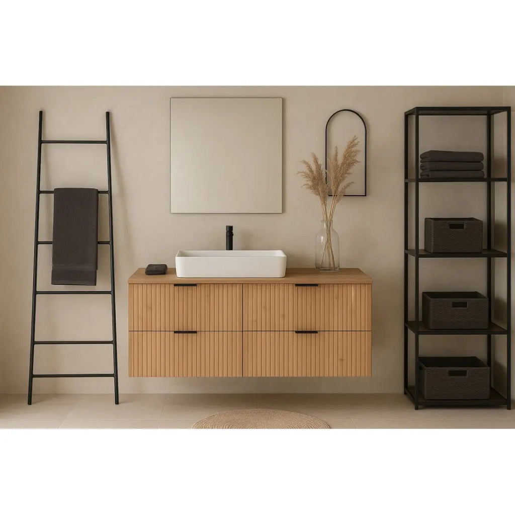 Mobile sottolavabo NOXERA 120 cm con piano per lavabo – Rovere wotan