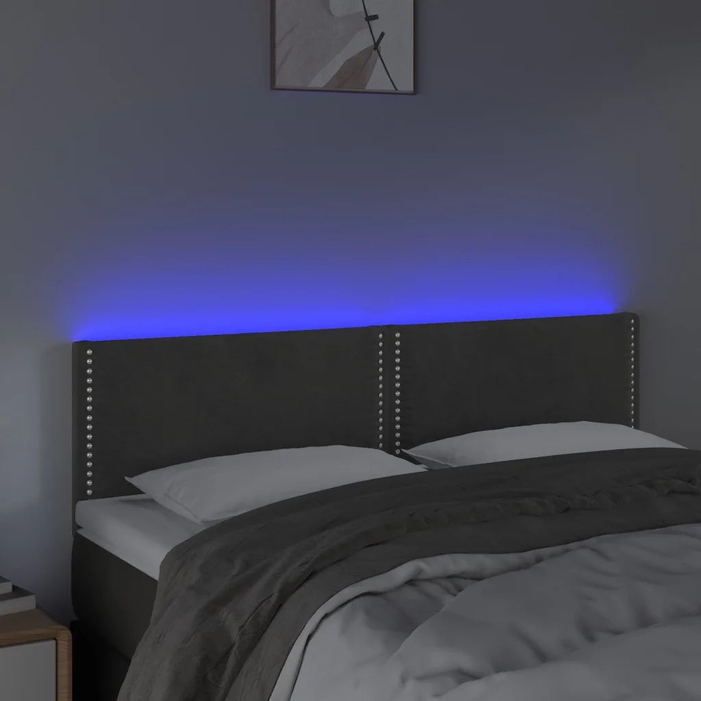 Testiera | Testata a LED Grigio Scuro 144x5x78/88 cm in Velluto