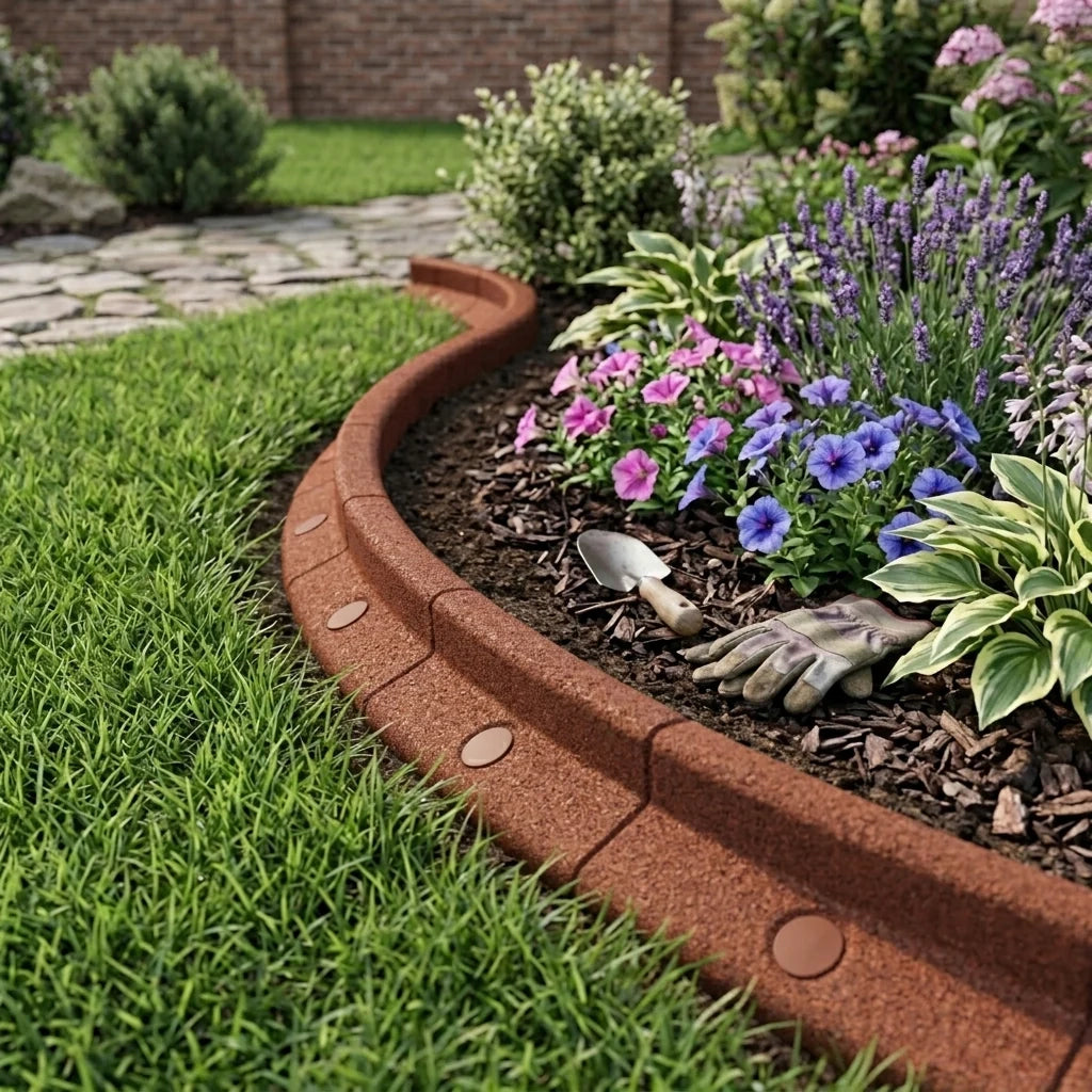 Bordura Flessibile da Giardino 30 x 1,2 m Terracotta con Martello in Gomma