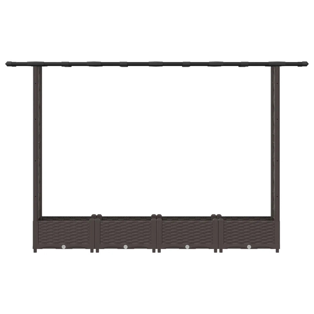 Letto Rialzato con Griglia e Tetto Marrone 203 x 40 x 123 cm PP 42032517