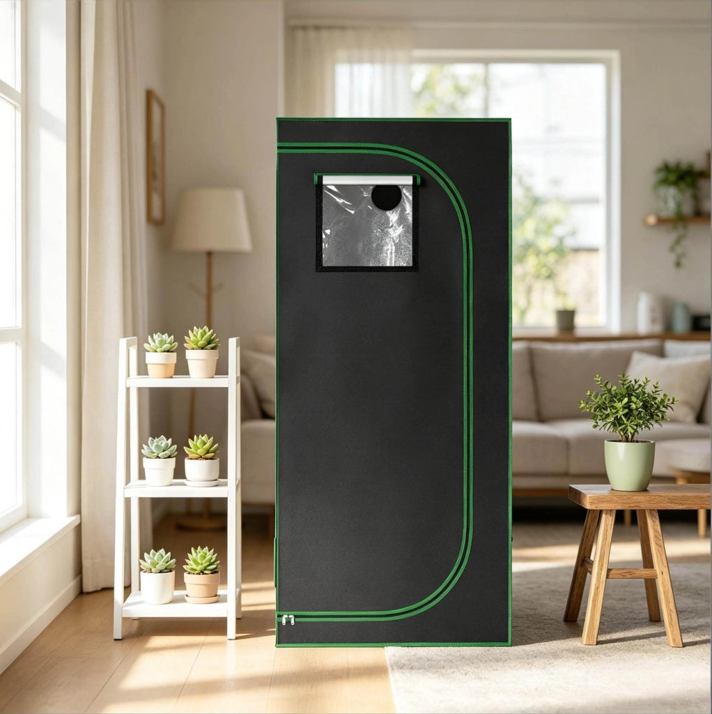 Serra da interno ULEVR 80x80x180 cm con telo Oxford 600D e struttura in acciaio, nero e verde