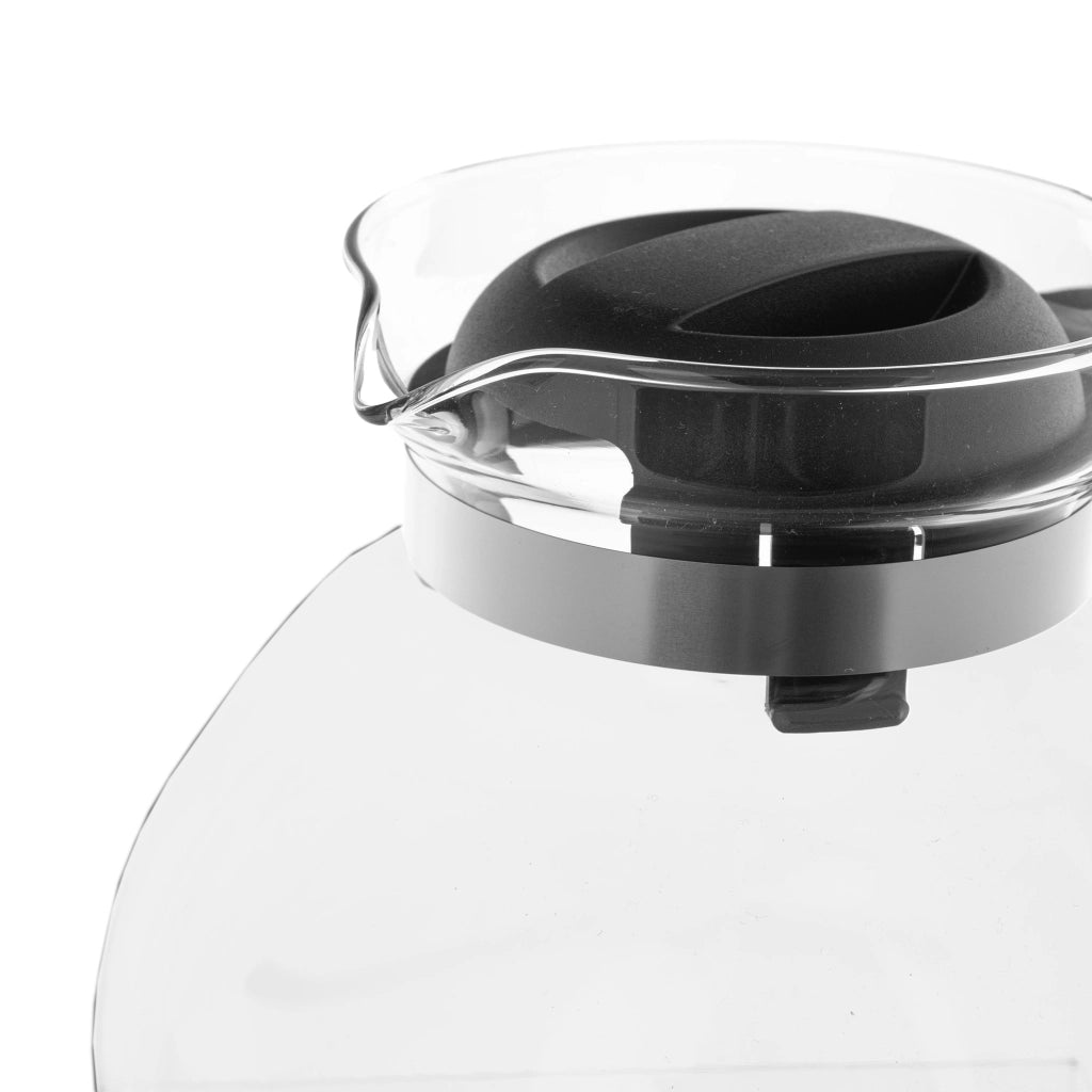 KADAX Brocca in vetro per tè e caffè da 1,7 l, resistente al calore, con coperchio, colore nero.