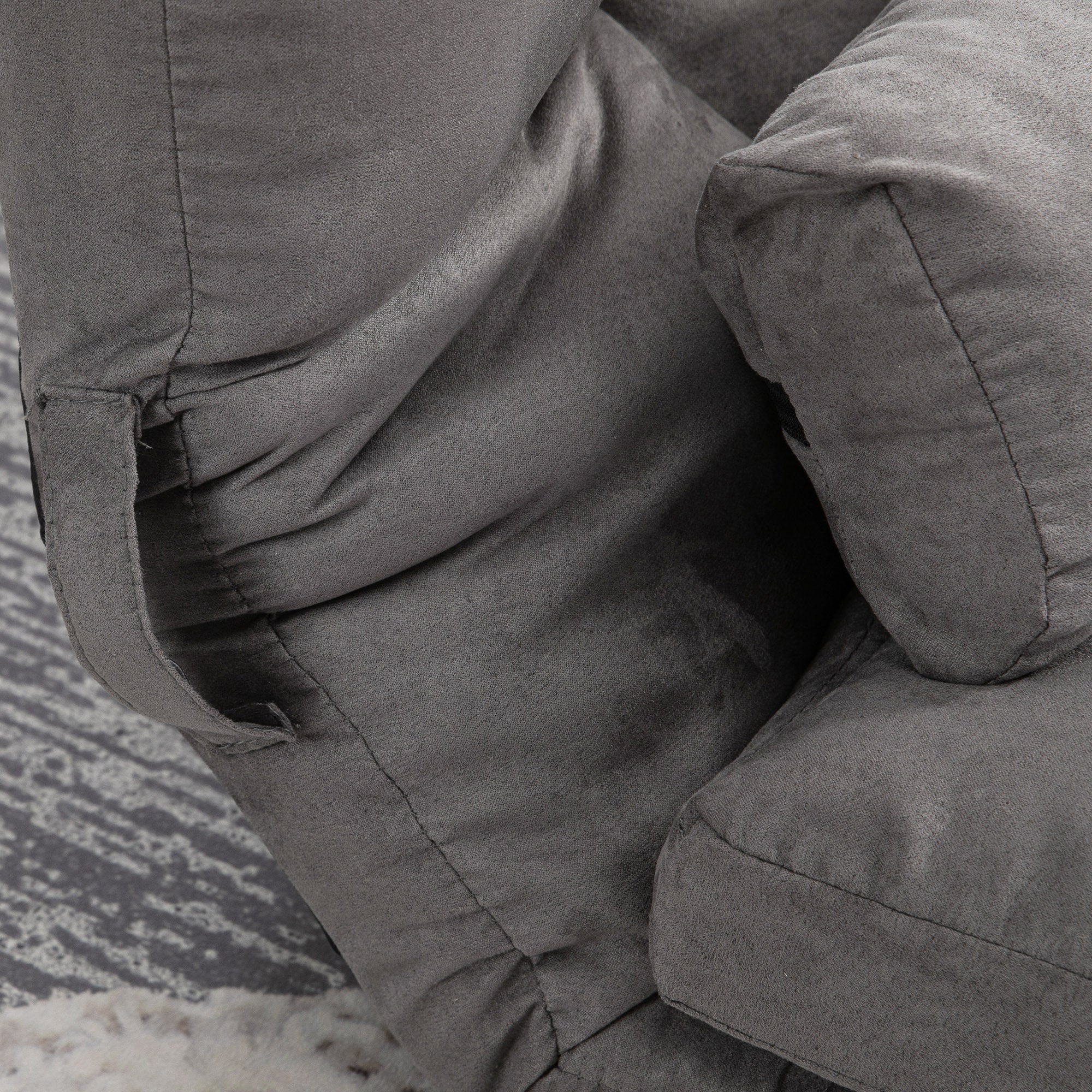 Divano Letto da Terra 130x73x60 cm con Schienale Reclinabile su 7 Livelli e Cuscini Grigio Carbone