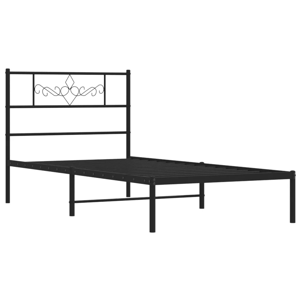 Giroletto con Testiera-Struttura Letto con testiera in Metallo Nero 90x200 cm 224776