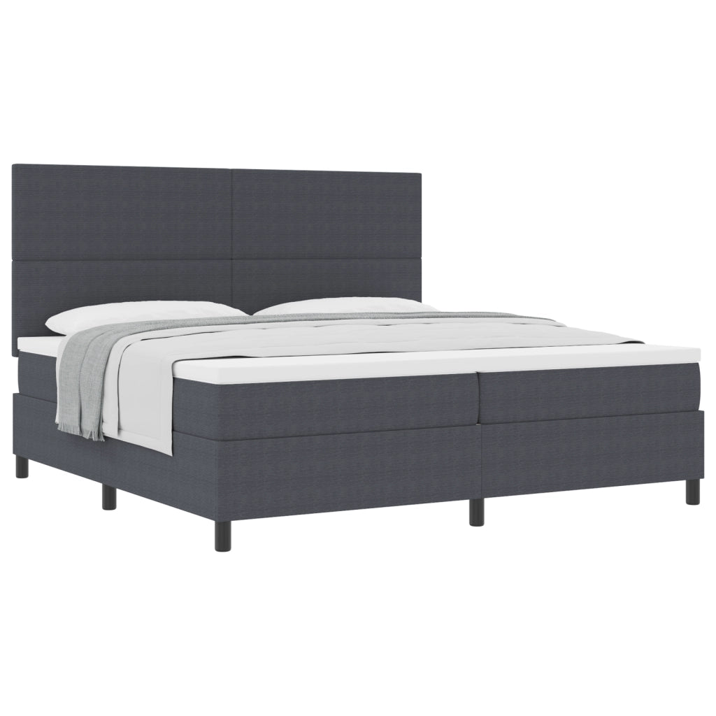 Letto con Box Spring e Materasso Grigio Scuro 200x200 cm Tessuto a Coste