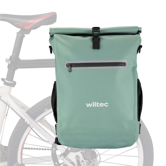 Borsa per bici 4in1 20 l verde, impermeabile, montaggio al portapacchi posteriore, scomparto laptop, elementi riflettenti