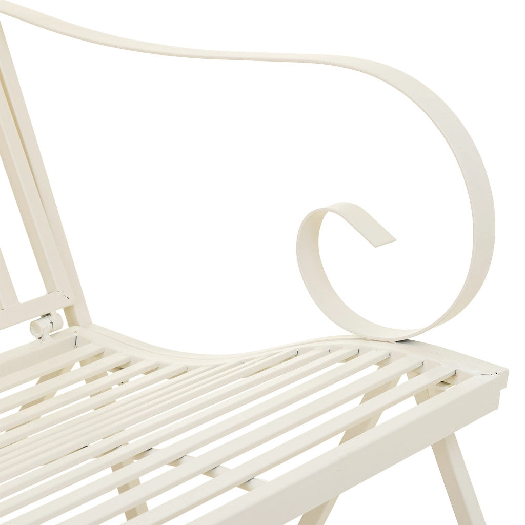 Divano a dondolo in ferro battuto bianco 116x45x91h cm