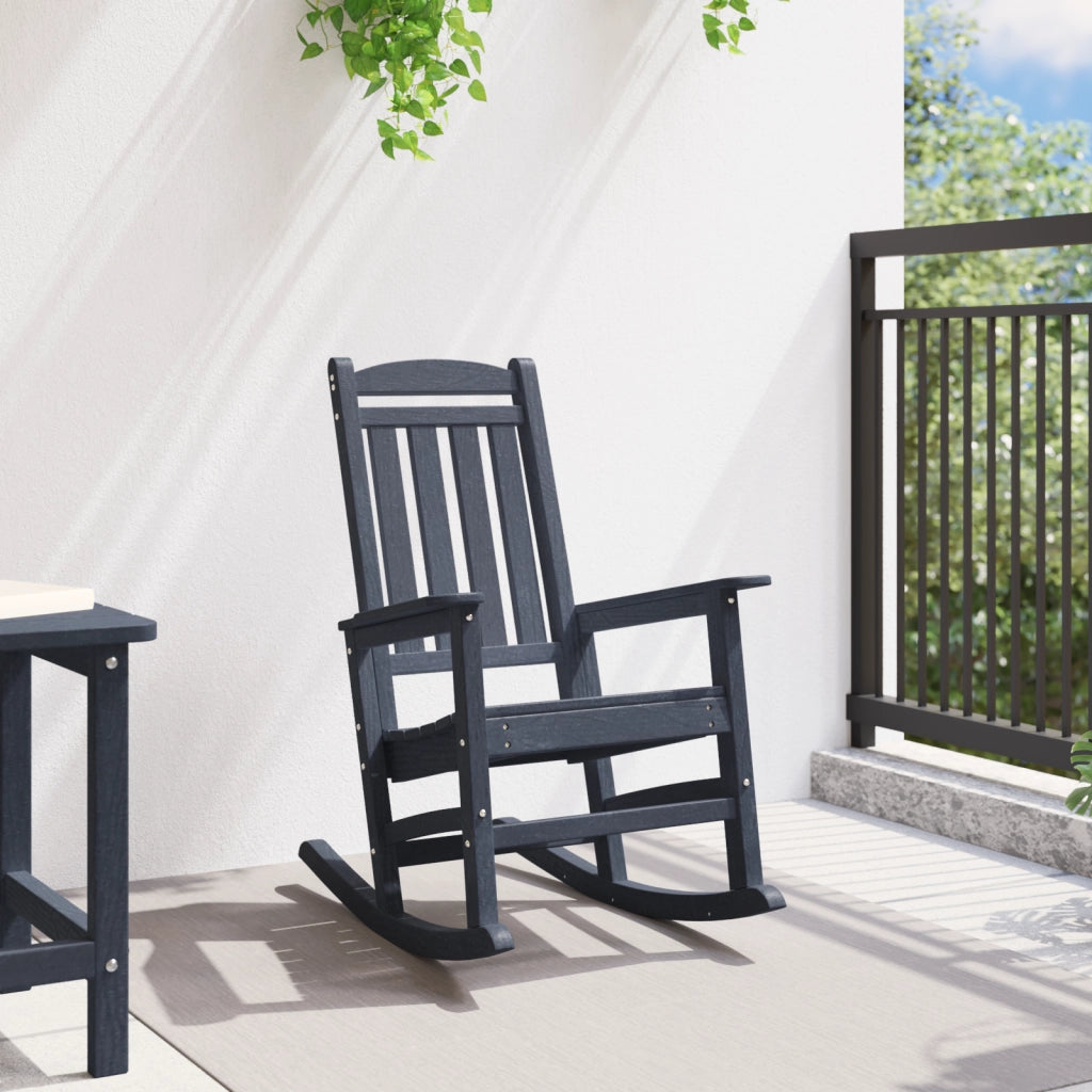 Sedia a dondolo da giardino Blu navy 70x92x108 cm HDPE
