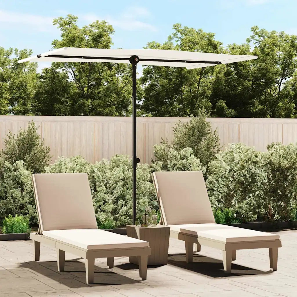 Ombrellone da Giardino-Ombrello da Balcone Palo in Alluminio 2x1,5 m Bianco Sabbia