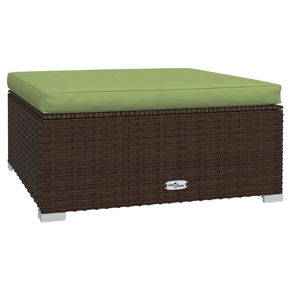 Sedia da giardino-Poggiapiedi Giardino con Cuscino Marrone 70x70x30 cm Polyrattan 773843