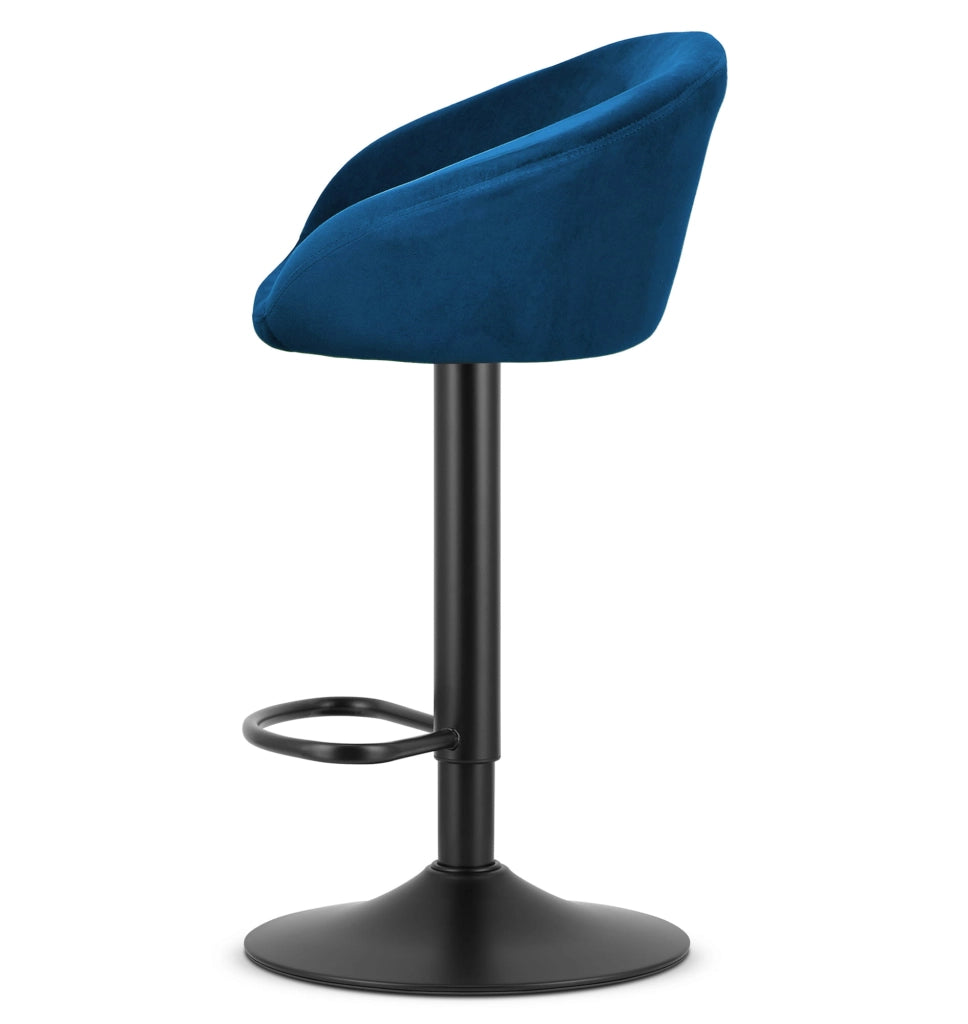 Sgabello in velluto VALORA EAST - Blu navy per soggiorno, cucina, sala da pranzo