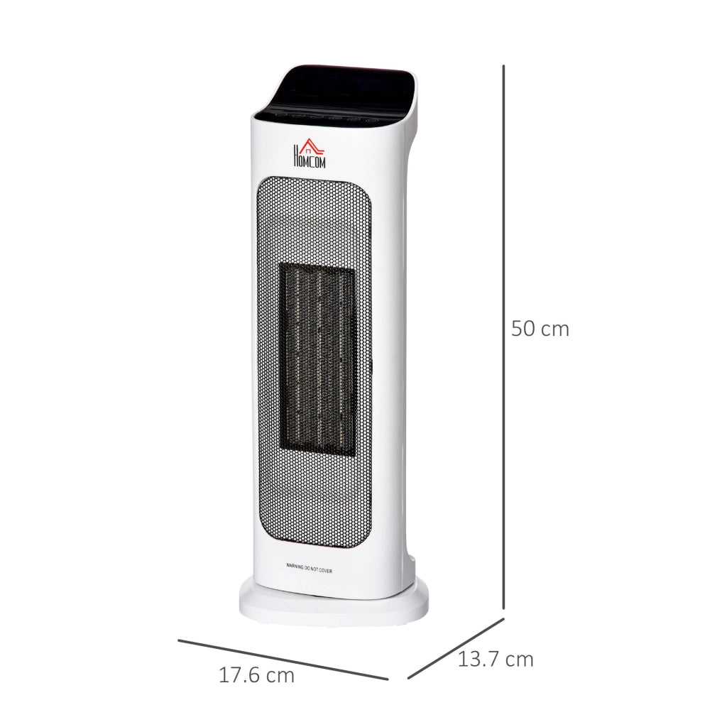 Easycomfort Stufetta Elettrica Oscillante con Telecomando, Temperatura Regolabile e Timer, Potenza 1000W/2000W, 17.6x13.7x50cm, Bianco
