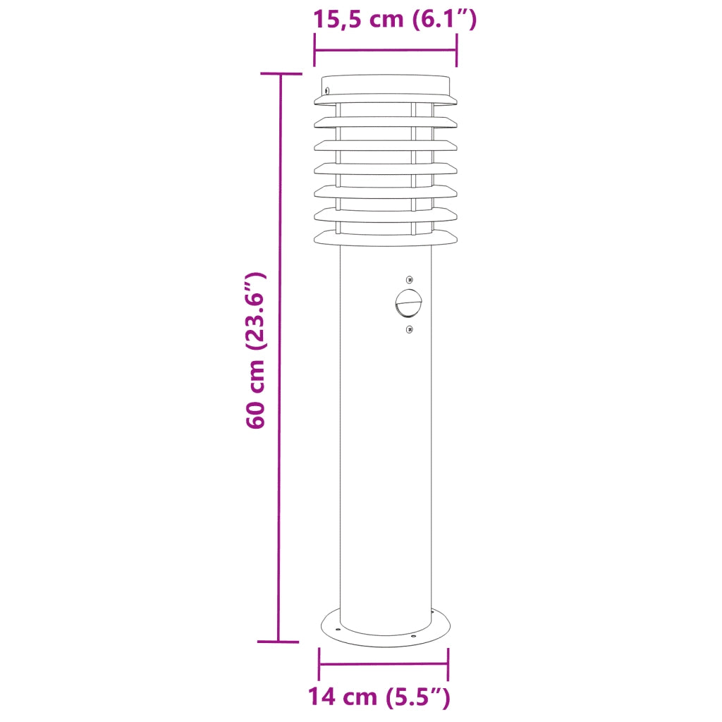 Lampade da Terra per Esterni Sensore 3 pz Argento 60 cm Acciaio CFW5104527
