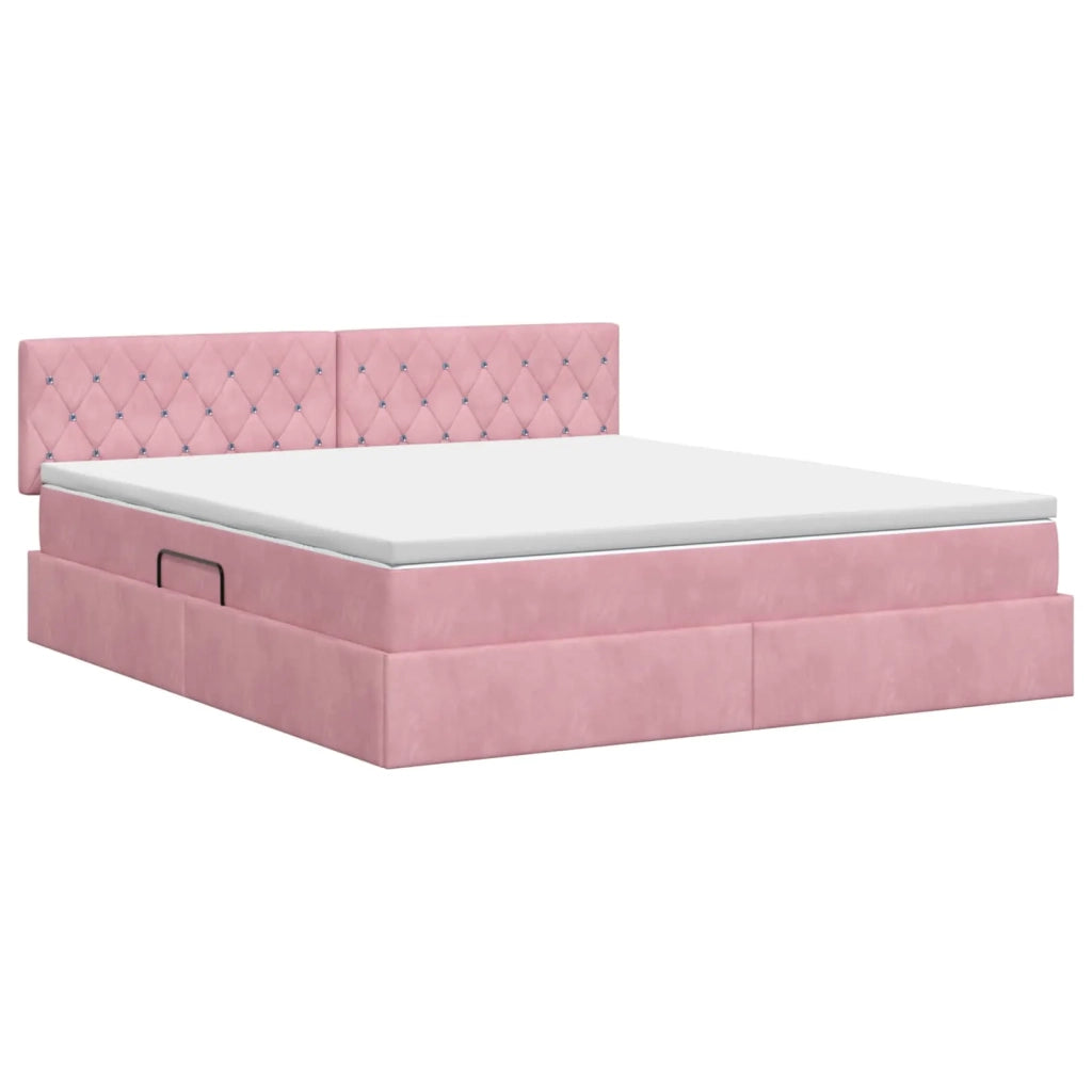 Letto con Contenitore con testiera Rosa 180 x 200 cm Velluto 3458768