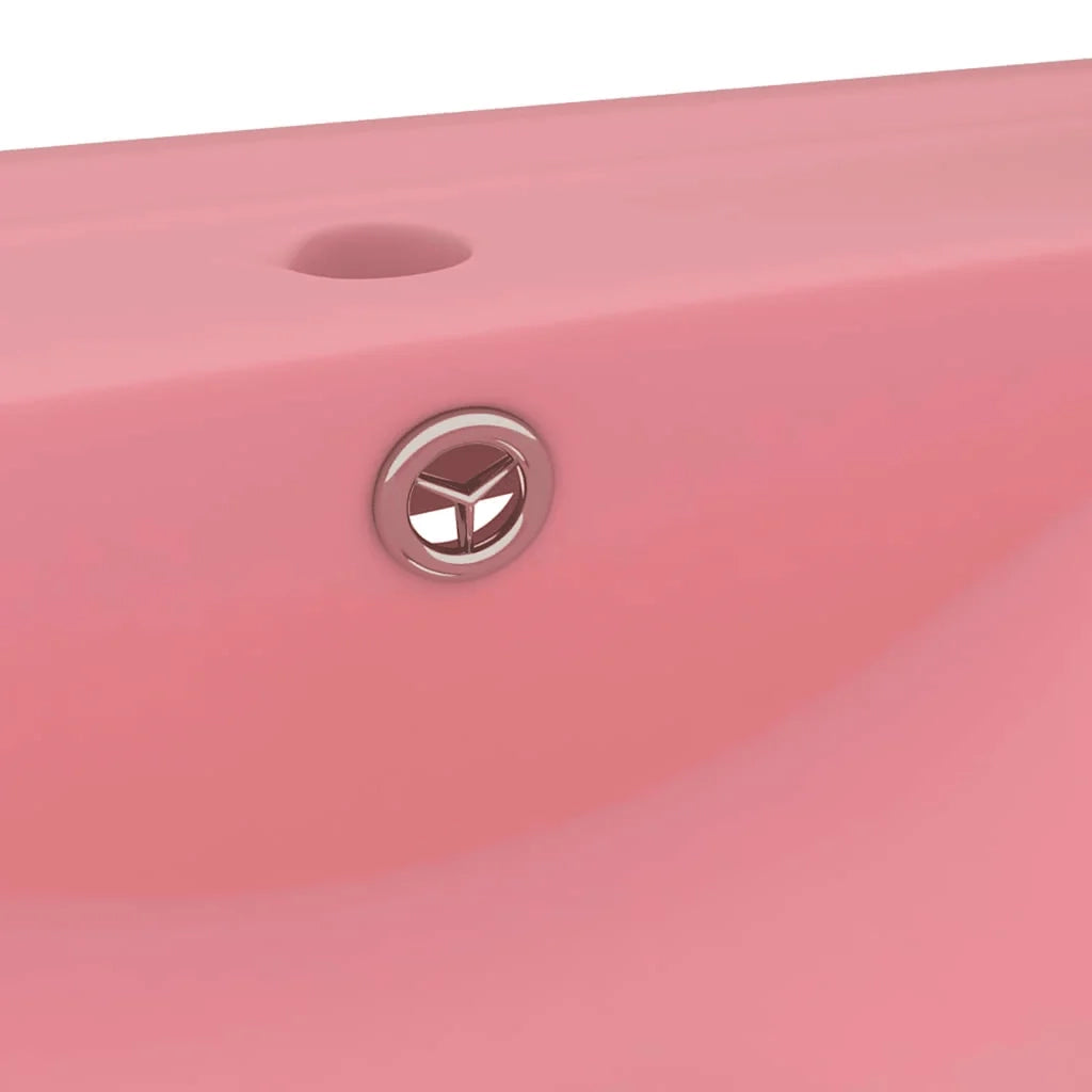 Lavandino con Foro Rubinetto Rosa Opaco 60x46 cm in Ceramica 147021