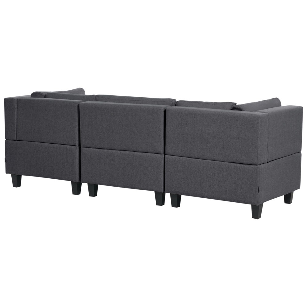 Divano Componibile Rivestito In Tessuto grigio scuro 3 Posti stile moderno