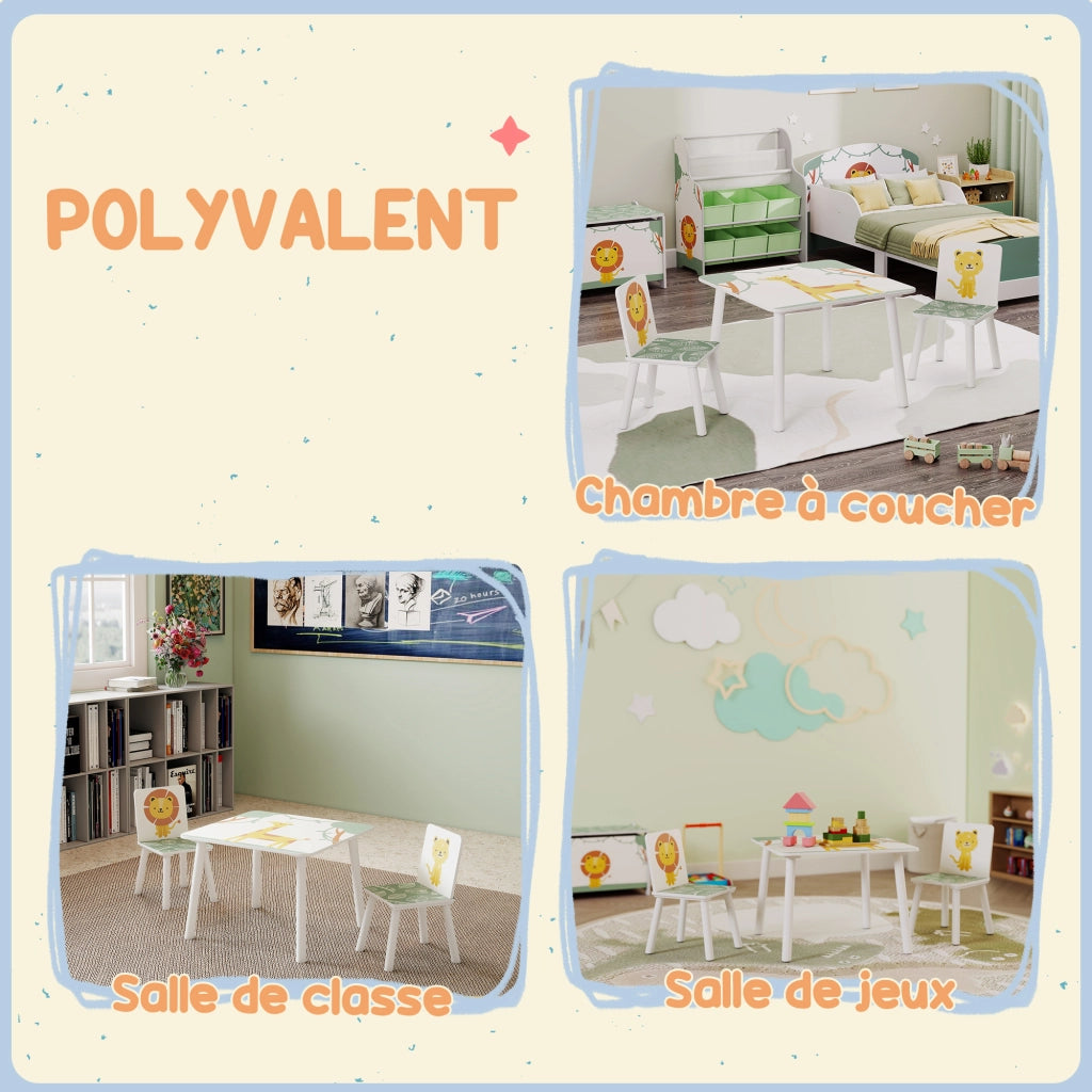 Tavolo bambini ¨C zephmum ¨C 60x60x44 cm, verde, legno, 2 sedie