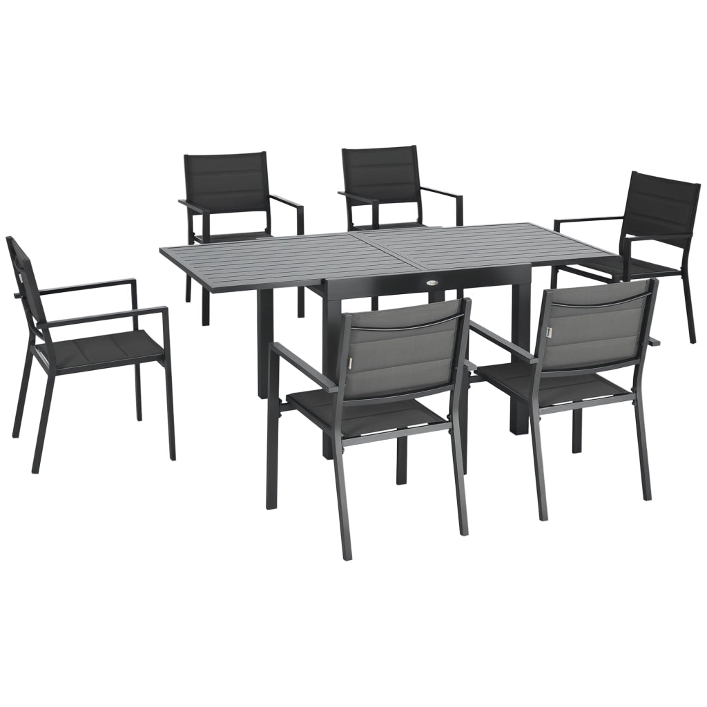 Set da Giardino con Tavolo Allungabile e 6 Sedie ¨C Zephmum ¨C Grigio