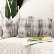 Set di 2 cuscini di copertura morbidi, in piuma, corti, decorativi, in lana, in velluto, grigi e taupe, 30x50 cm.