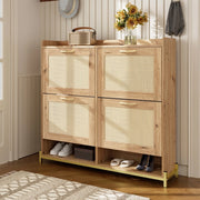 Scarpiera in Legno con Ante in Rattan e Ripiani ¨C MINIMAL ¨C 4 Ante, Metallo