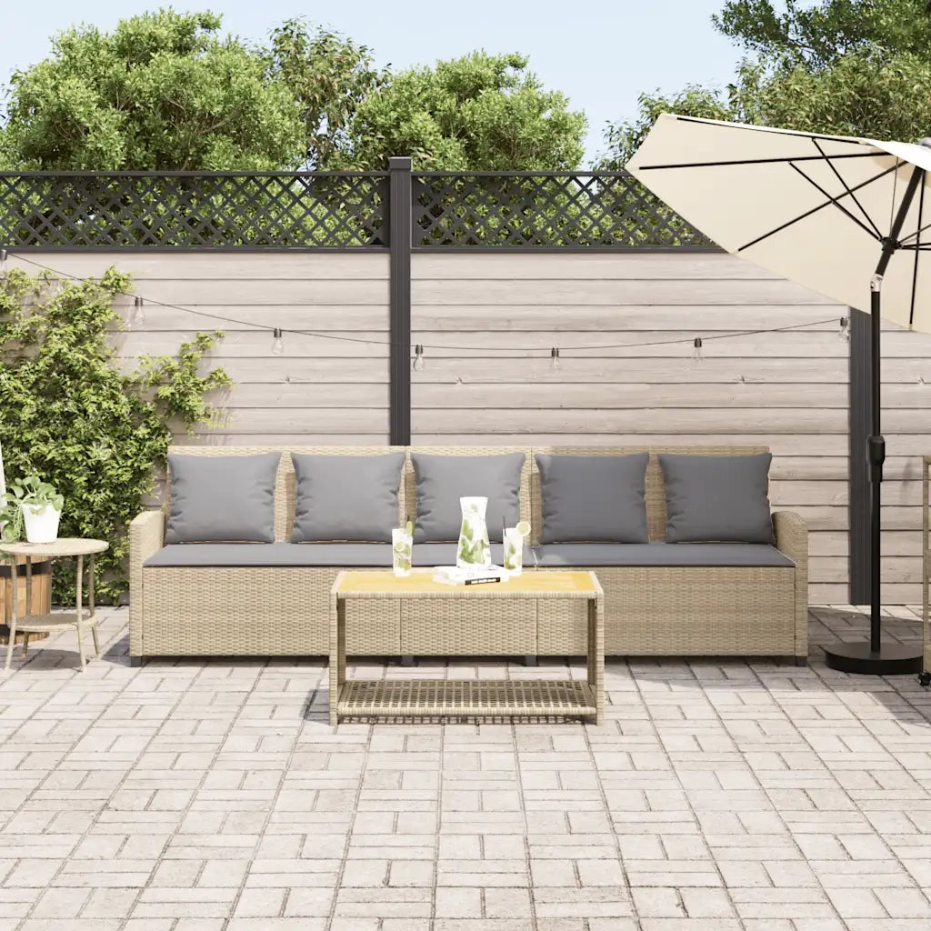 Divano da Giardino con Cuscini a 5 Posti-Sofa da Giardino-Divano da esterno Beige in Polyrattan 937270