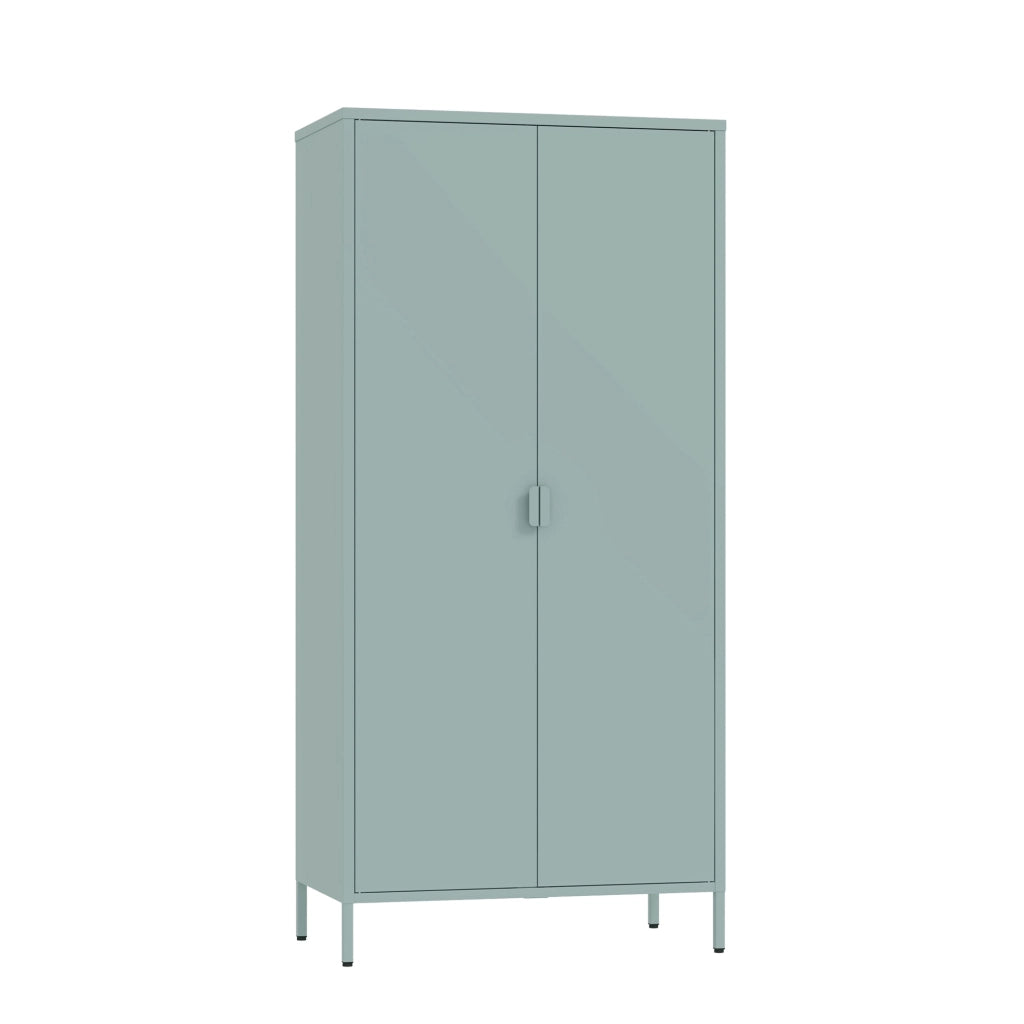 Armadio Guradaroba Esteli in Acciaio a 2 Ante con 2 Barre Appendiabiti e 4 Ripiani 170 x 80 x 45 cm - Verde Menta [en.casa]