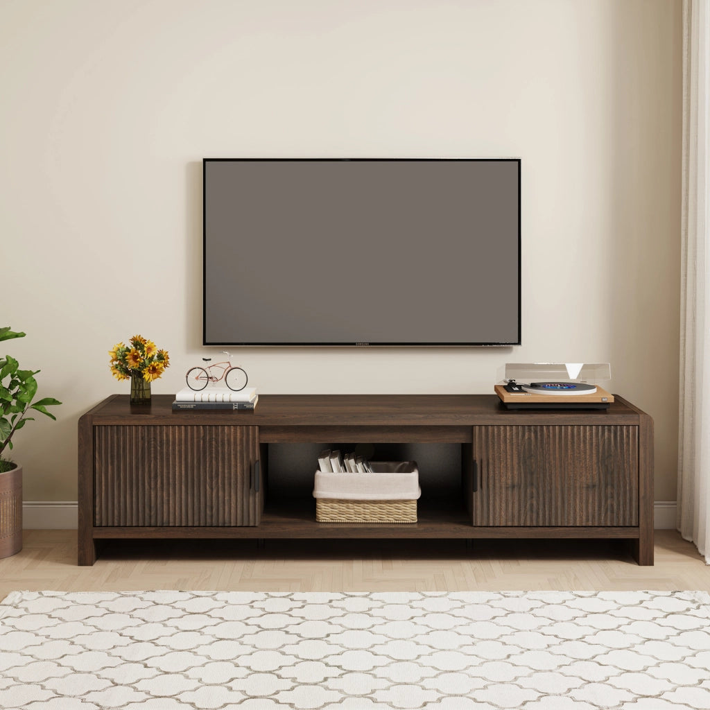 Mobile TV Lukkodso con 2 Ante e Vano Centrale Aperto 150x40x40 cm Effetto Noce [en.casa]