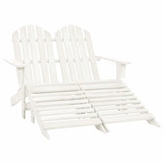 Sedia da Giardino a 2 Posti con Pouf in Legno di Abete Bianca 315909