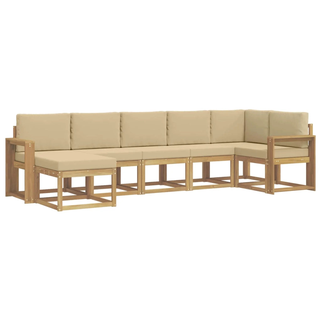 Set di divani da esterno 7 pcs Bianco e Beige Poliestere 3387952