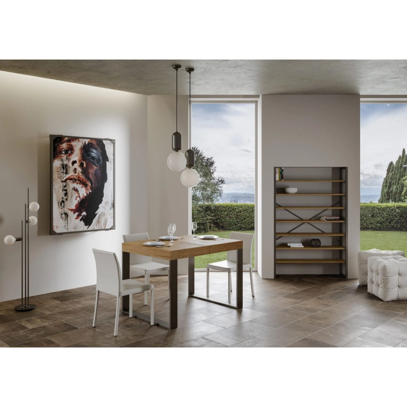 Tavolo allungabile 90x140/244 cm Tecno telaio Antracite - Quercia Natura
