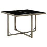Tavolo da Giardino Grigio 109x107x74 cm in Polyrattan e Vetro cod mxl 34184