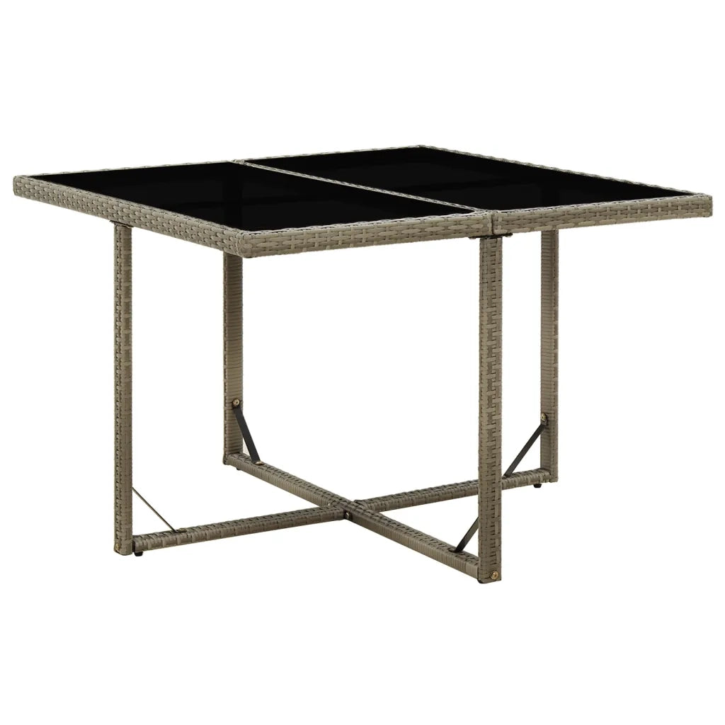 Tavolo da Giardino Grigio 109x107x74 cm in Polyrattan e Vetro cod mxl 34184